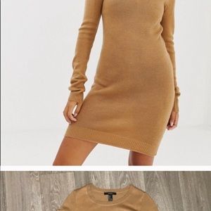 Camel Tan Long Sleeve Sweater Dress Small